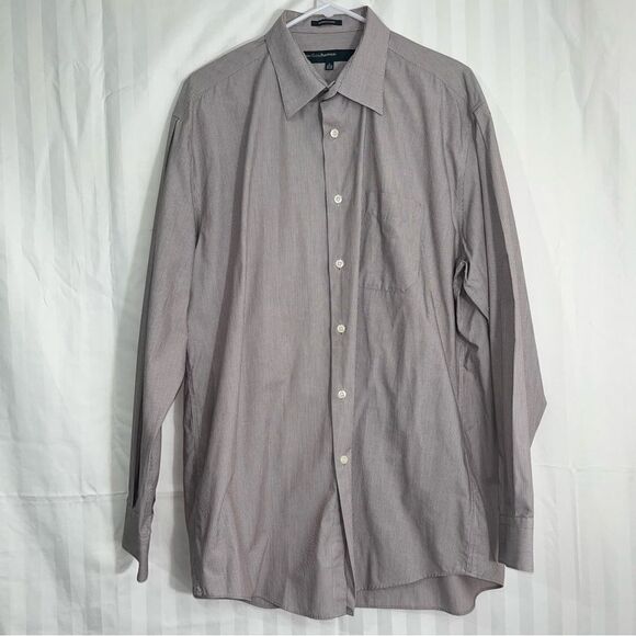 Perry Ellis Portfolio Men’s Long Sleeve Button Down Dress Shirt Gray Size Large - Picture 2 of 10